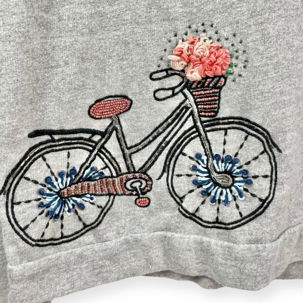 * Vero Moda Grey Cotton Terry Beach Cruiser Embellished Sweatshirt Size M - Picture 4 of 7